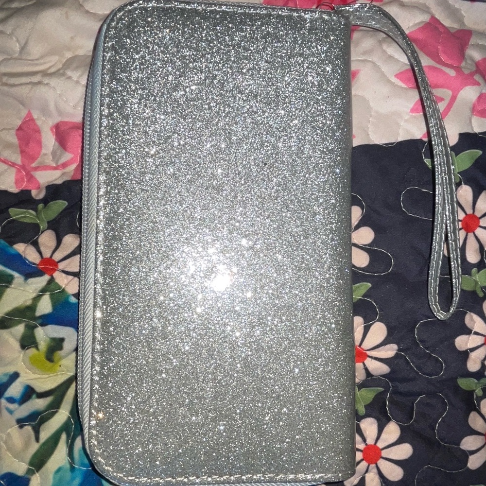 Glittery Silver Phone Wallet Case